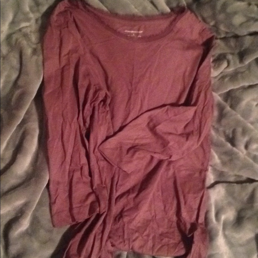 Lovely purple 3 quarter sleeve with frills on neck